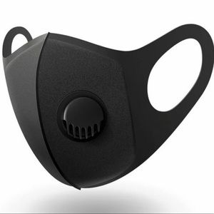 Black face mask with breathing valve